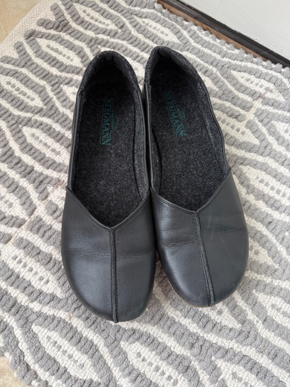 Black Slip-On Flats for Women by Stegmann